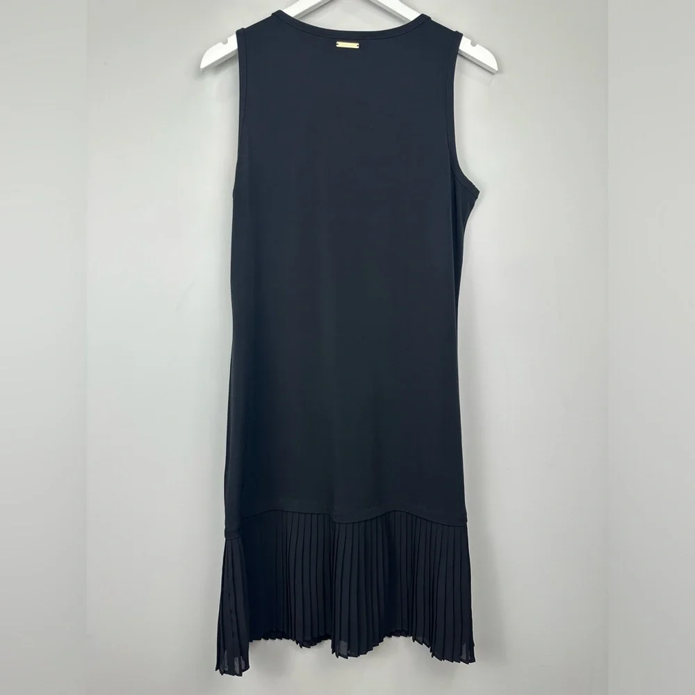 Michael Kors Black Classic Sleeveless Pleated Hem Dress NWT NEW Size Medium